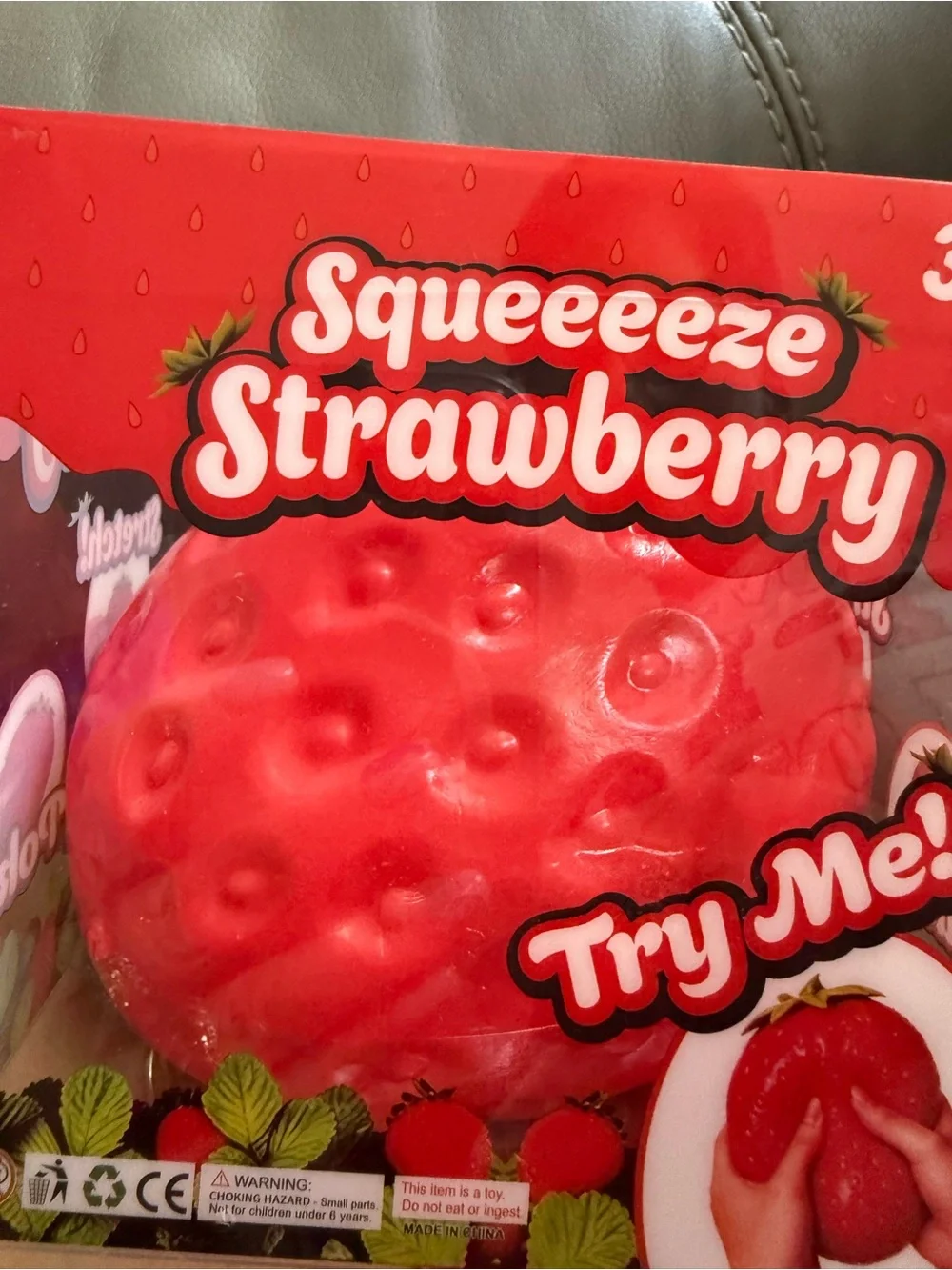 Squeeze Strawberry Stress Toy - Red and Green